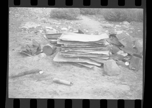 Backcountry cleanup, Sheet tin awaiting removal by helicopter