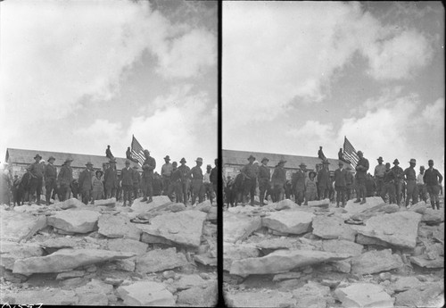 Mt. Whitney, SNP. Dedications and Ceremonies, NPS Groups Albright and group on Summit