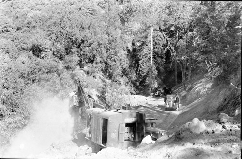 Construction, steam shovel working on Generals Highway, Vehicles and Equipment