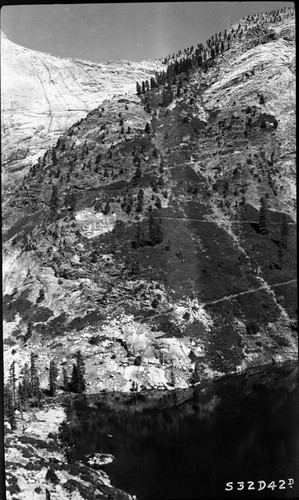 Trails, Montane Chaporral plant community, High Sierrra Trail between Hamilton Lake and Kaweah Gap, remarks: 4 picture panorama 01781-4, far left panel of a four panel panorama