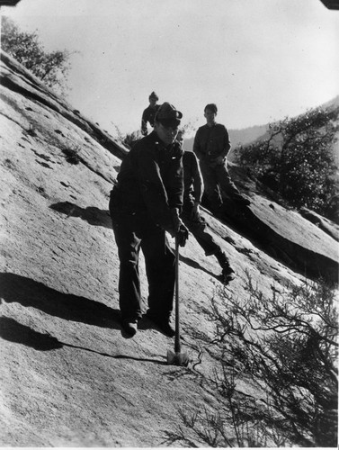 Moro Creek trail prior to construction through granite. Civilian Conservation Corps