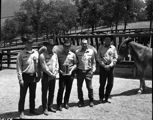 NPS Groups, Mule Day Parade Awards. L to R: Jim Harvey, Roy Lee Davis Jr., Larry J. Carruth, Steve H. Wright, J. Troy Hall