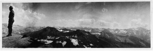 Military, Administration, Lt. Norman H. Davis, 14th Cavalry on top of Alta Peak, looking North. View is east to Mount Whitney