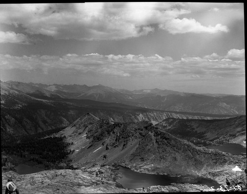 View from pass looking east. Misc. Lakes - Little Five Lakes, Glaciated Canyons. Note: Crop from top