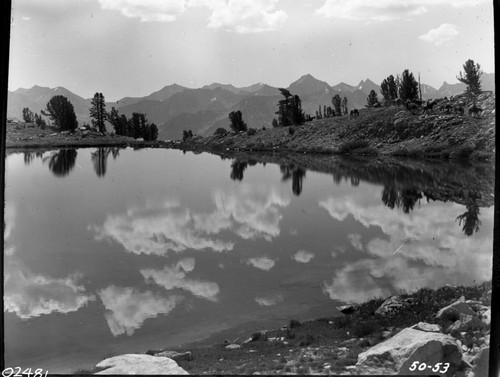 Miscellaneous Lakes, Unnamed lake a foot of Boulevard Pass. Stock Use, Whitebark Pine