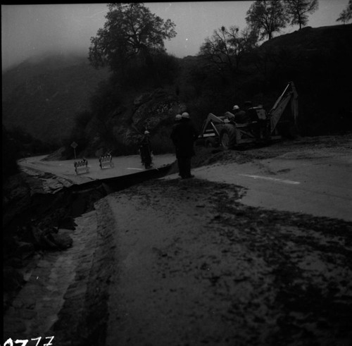 Floods and Storm Damage, Road washouts. Sycamore Intersection. Vehicles and Equipment