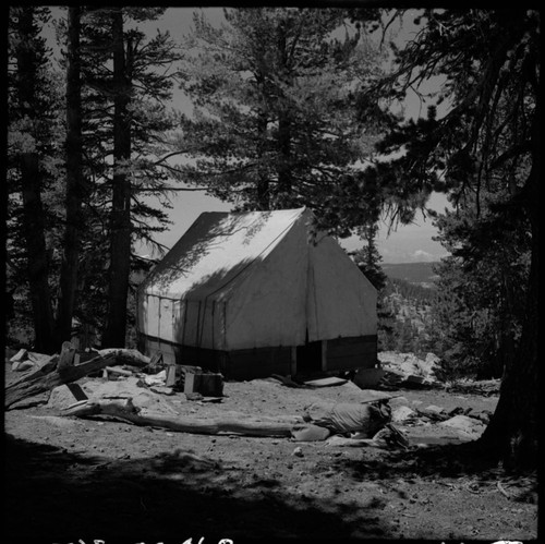 Construction, Construction camp tent cabin for construction of new lookout on Mitchell Peak