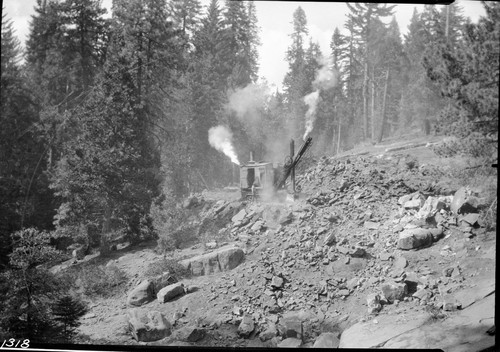 Construction, steam shovel working on Generals Highway, Vehicles and Equipment