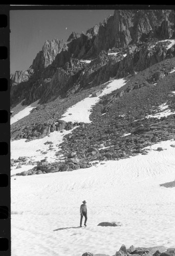 Mt. Whitney area, Inyo National Forest Trails, East side of Whitney, Ray Murphy in picture, Kern Station Ranger