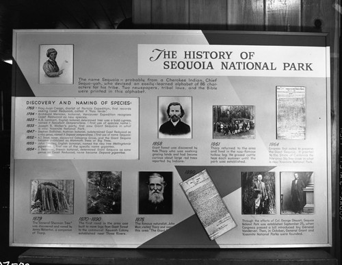 Exhibits, "The History of Sequoia National Park", at Giant Forest Visitor Center