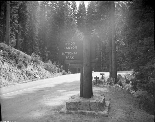 Near Cherry Gap, Highway 180, Signs, Entrance Sign. Light leak on negative . Roads