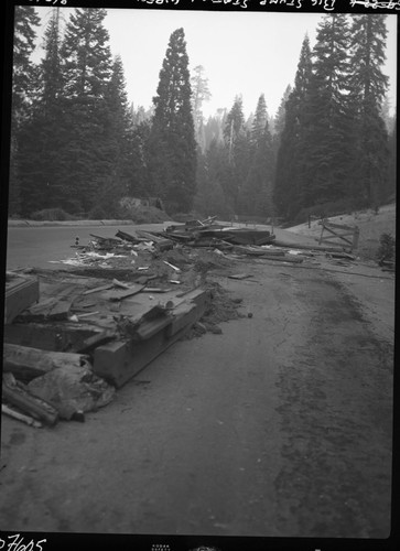 Accidents & Wrecks, wreck of Big Stump Entrance Station after being hit by a logging truck