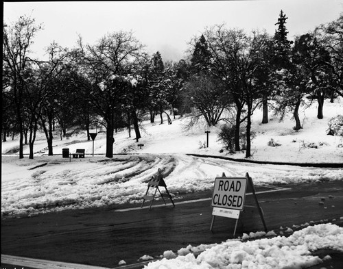 Winter Scenes, Early Winter snow at Headquarters.Signs