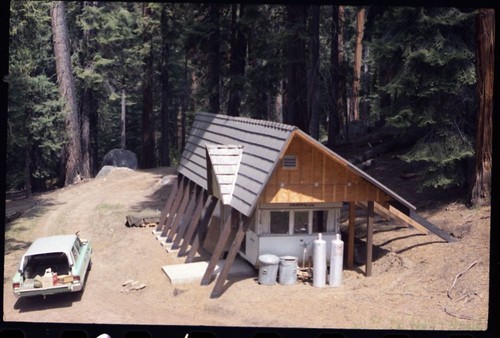Weishar Flat, Mineral King, Buildings and utilities, Forest Service trailer, (color negative)