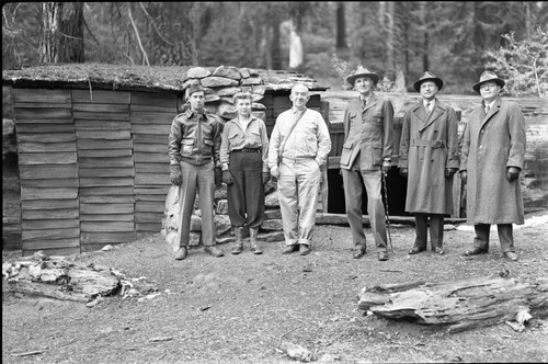 Misc. Groups, Son in law and daughter of Governor Greuning, Alaska Governor Greuning, Col. White, Regional Director Tomlinson, George Mauger at Tharps Log