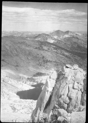 Misc. Lakes, Views from Alta Peak, Pear Lake, Mt. Silliman in distance, view north