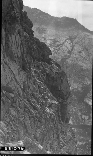 Construction, north approach Hamilton Gorge near bridge site