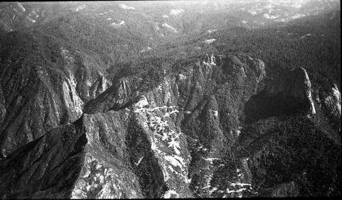 Moro Rock, and Giant Forest Plateau (aerial)