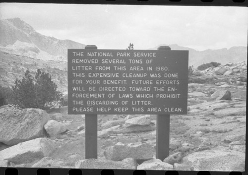 Signs, Clean-up sign. Backcountry Cleanup, Misc. Resource Management Concerns