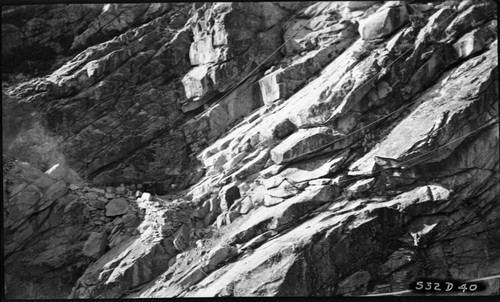 Construction, west side abutment Hamilton Gorge Bridge site