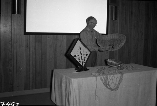 Interpretive Activities, Oscar Noren with Indian baskets. Historical Individuals