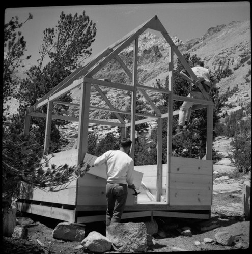 Construction, NPS Individuals Curtis Wilcott, Jim Clark, Kearsarge Ranger Station tent cabin