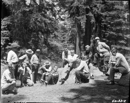 NPS Groups, Ranger Naturalists pre-season session in Congress Grove. L to R: Thompson, Jamison, Smith, Aulie, Crippin, Butts, McCallum, Coy, Shaw, Stagner, John, Horton, Williamson