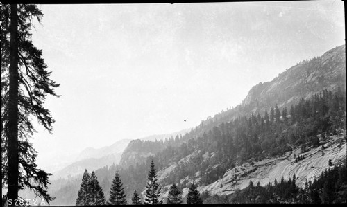 High Sierra Trail Investigation, Trail Routes. Panorama, western slope Buck Canyon. Left panel of a three panel panorama