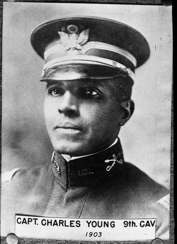 Unknown Location, Military Administration, Capt. Charles Young, 9th Cavalry, Acting Superintendent 1903. Unknown Photographer, Unknown Date. "Capt. Charles Young 9th Cav. 1903"