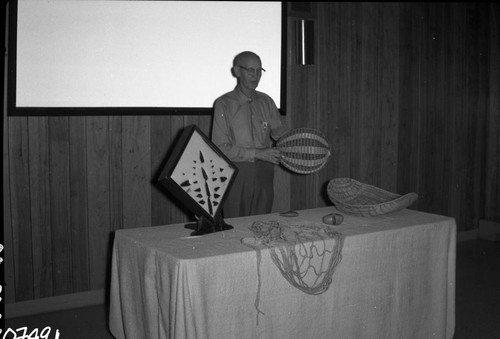 Interpretive Activities, Oscar Noren with Indian baskets. Historical Individuals