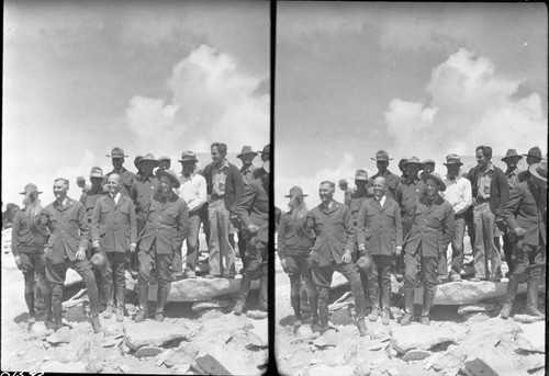 Mt. Whitney, SNP. Dedications and Ceremonies, White and Albright. NPS Groups, Horace Albright. L to R: Col. White, Kittridge, Horace Albright