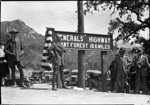 Dedications and Ceremonies, NPS Individuals, Generals Highway Dedication. L to R: Col. John R. White, Ranger Austin, George Stewart