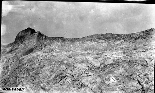 High Sierra Trail Investigation, Mt. Stewart on left, to Triple Divide Pass. Near Left panel of a four panel panorama