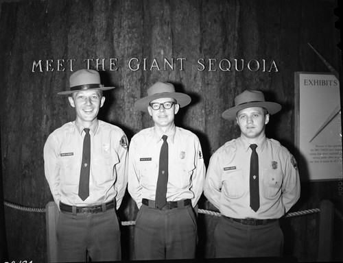 NPS Groups, Ranger Buck Brant (left) District Ranger Vince Hefti and Ranger Homer Rouge (right)