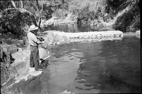 Misc. Resource Management Concerns, NPS individuals, fish, loading fish from rearing ponds, Nelson Culver pictured