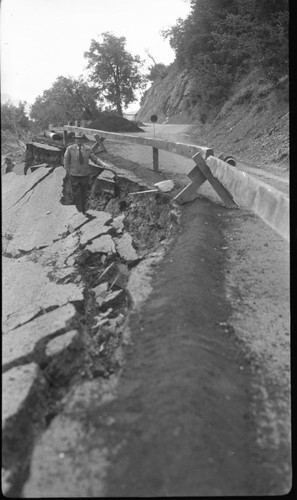 Floods and Storm Damage, slide on Generals Highway. Individuals unidentified