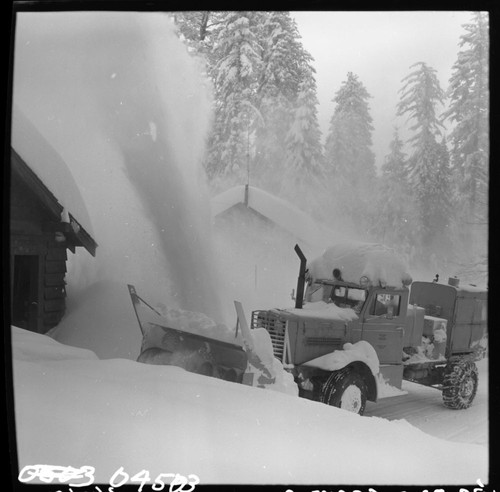 Winter Scenes, Grant Village in heavy snow. Record Heavy Snow. Buildings and Utilities. Vehicles and Equipment