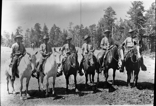 NPS Groups, Rangers. L to R: Carl Keller, George Brooks, W.J. Smith, Clarence Fry, John Grunnigan, Guy Hopping