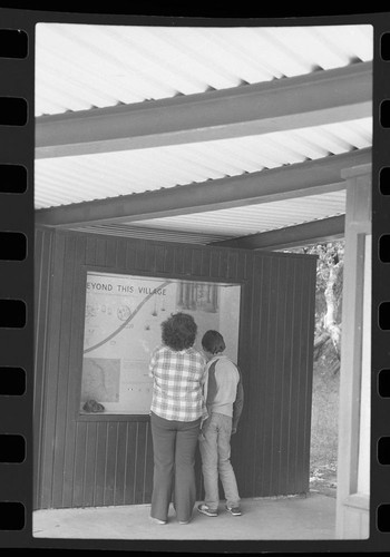 Exhibits, Interpretive Activities, Visitors looking at Indian Exhibits at Hospital Rock