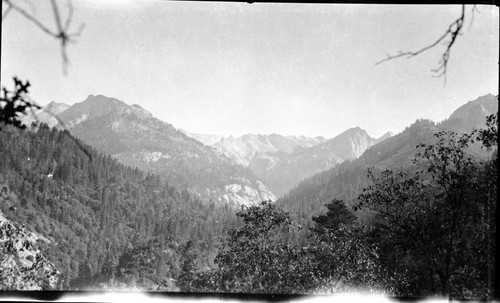 High Sierra Trail Investigation, view east toward Deer Valley. Trail Routes, Middle Fork Kaweah River Canyon