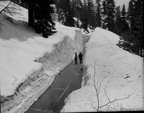 Record Heavy Snows, , Opening Generals Highway near Little Baldy. L to R: Lowell C. Butts, Donald L. Johnson. Both from Grant Grove