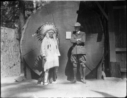 Historic Individuals, Thunderbird Chief from Cheyenne Wyoming at Giant Forest Museum with Col. John R. White. Exhibits