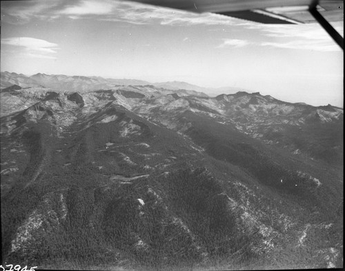 Meadow Studies, air photo, west fork Ferguson Cr., Ellis Meadow, Box Canyon, Crowley Meadow, Part of Panarama 07943-5+7, field notebook pg 1109. Glaciated Canyons