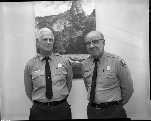 NPS Individuals, Peter H. Schuft, Chief Park Ranger (right) receiving 30 year pin, Paul Turner (left), District Ranger