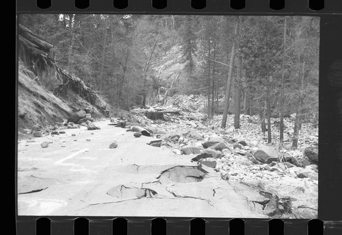 Flood and storm damage, damage to highway near Grizzly Creek