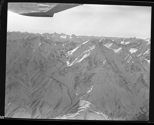 Misc. Creeks, Division Creek, Sierra Crest in snow (aerial view)