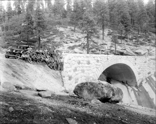 Construction, Bridges, Clover Creek Bridge construction. NPS Groups, Construction Gang, [8x10 print]