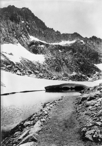 Trails, High Sierra Trail near Kaweah Gap. Note: Mount Lyell Salamander found in this pool in August 1970 by Larry L. Norris