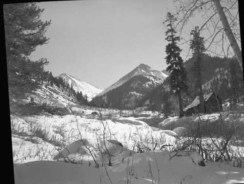 Mineral King Valley, in snow. Winter Scenes, Mineral KIng Area Cabins