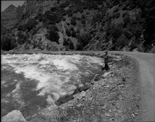 Floods and Storm Damage, High water, South Fork Kings River. Individual unidentified